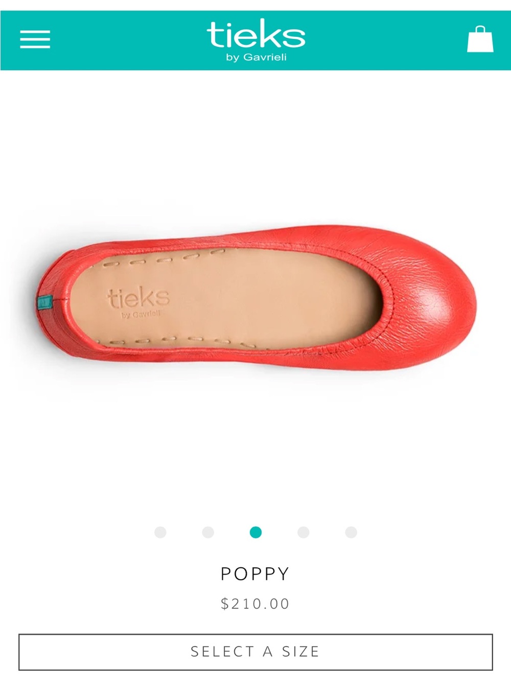 Tieks Poppy Red Leather Ballet Flat